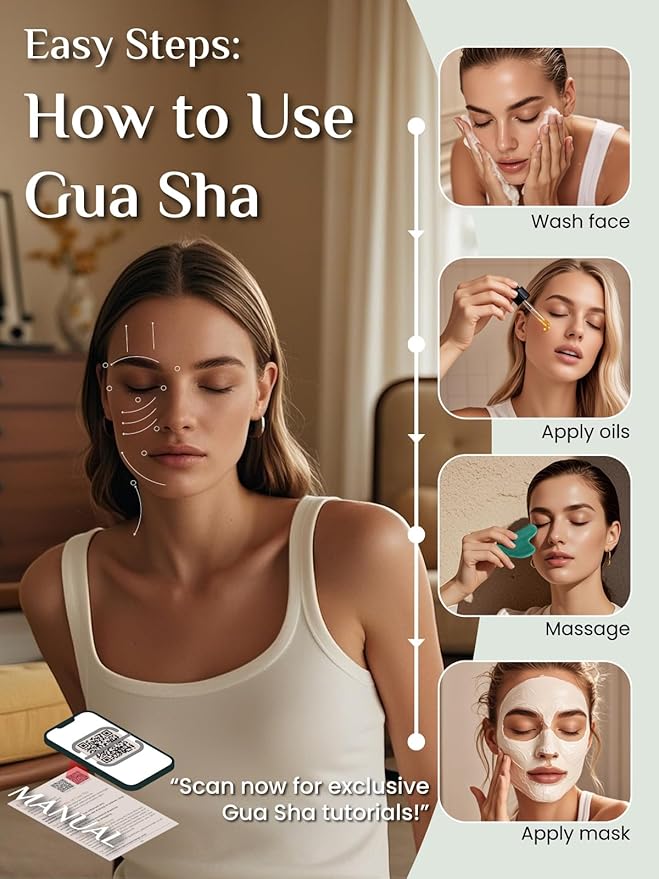 Rena Chris Gua Sha Facial Tools: Jade Stone Guasha Tool - Image 4
