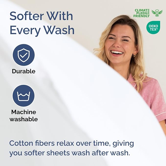 Extra Deep Queen 400 Thread Count Cotton Fitted Sheet - Image 5