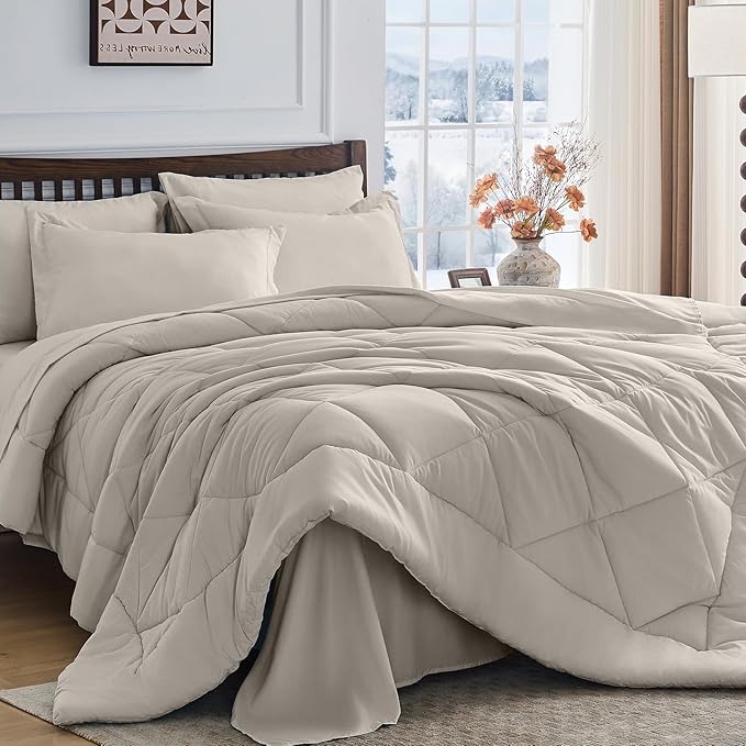 HEVUMYI Oatmeal King Comforter Set by HEVUMYI