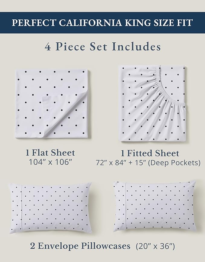 LANE LINEN 100% Organic Cotton Printed California King Sheets Set, Fully - Image 4