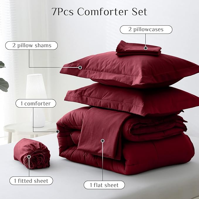 JOLLYVOGUE King Comforter Set, Ultra-Soft Bed in a Bag King Size 7 Pieces - Image 5