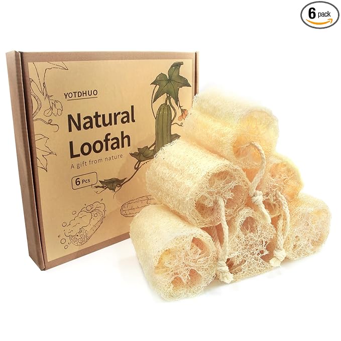 6Pack Luffa Sponges Gentle Exfoliating Body Scrubber by TIDIHUO
