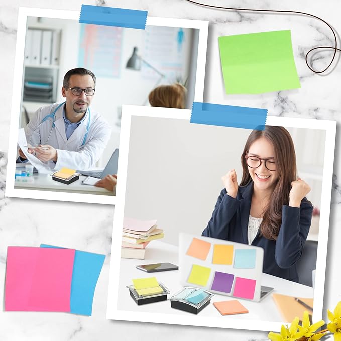 Meanplan 3 Pack Pop up Sticky Dispenser Note Holder Black Base with 24 Pads Colored Pop up Sticky Notes Memo Pads Self Stick 3x3 Refills Back to School Office Desk Supplies, 50 Sheet Per Pad