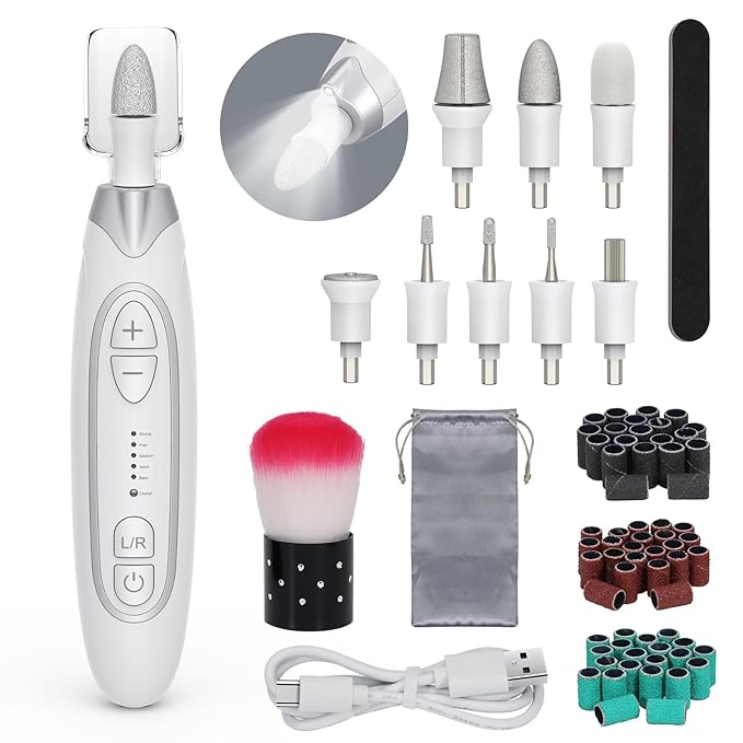 PELCAS Electric Nail File, 5 Speeds Manicure and Pedicure Kit, Cordless Nail by PELCAS
