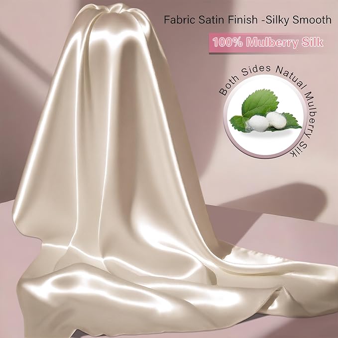 Mulberry Silk Pillow Cases Queen Size Set of 2, Ultra Smooth Soft Breathable - Image 2