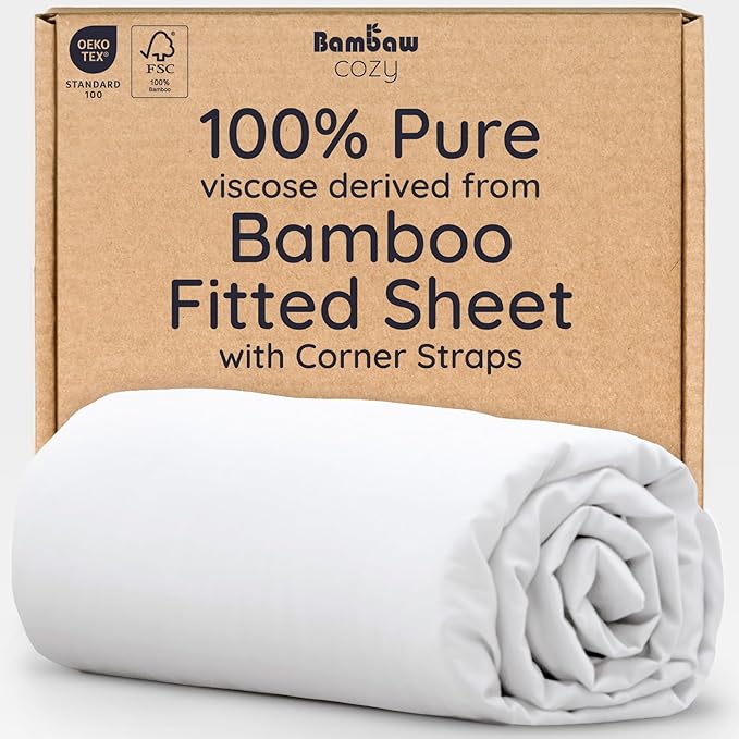 Bambaw 100% Viscose Derived from Bamboo Fitted Sheet Twin Size, 15’’ Deep by Bambaw