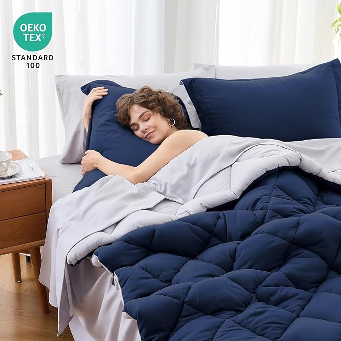 MUXHOMO 5 Pieces Twin Comforter Set, Reversible Bed in a Bag Twin Size - Image 4