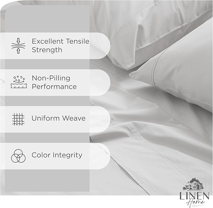 Linen Home 100% Cotton Percale Sheet Set Pack of 2, King Size, Deep Pocket - Image 2