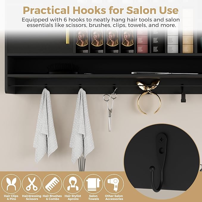 Hair Color Organizer Rack, Wall Mounted Salon Station - Image 4