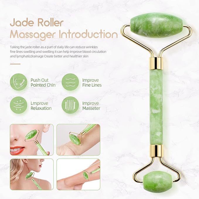 AECW Natural Jade Roller for Face Eyes Tool Jade Facial Roller Noiseless Facial - Image 4