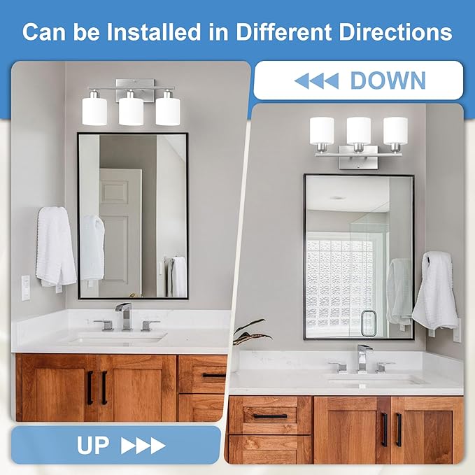 Bathroom Light Fixtures Over Mirror Brushed Nickel, Rustproof 3-Light Bathroom - Image 4