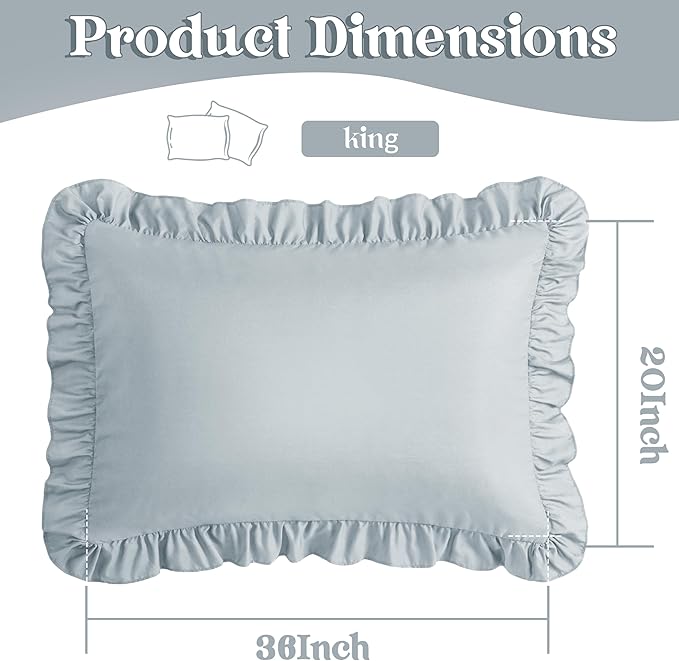 KKJIAF Ruffle Pillow Cases King Size Set of 2, Ruffled Pillow Covers - Image 3