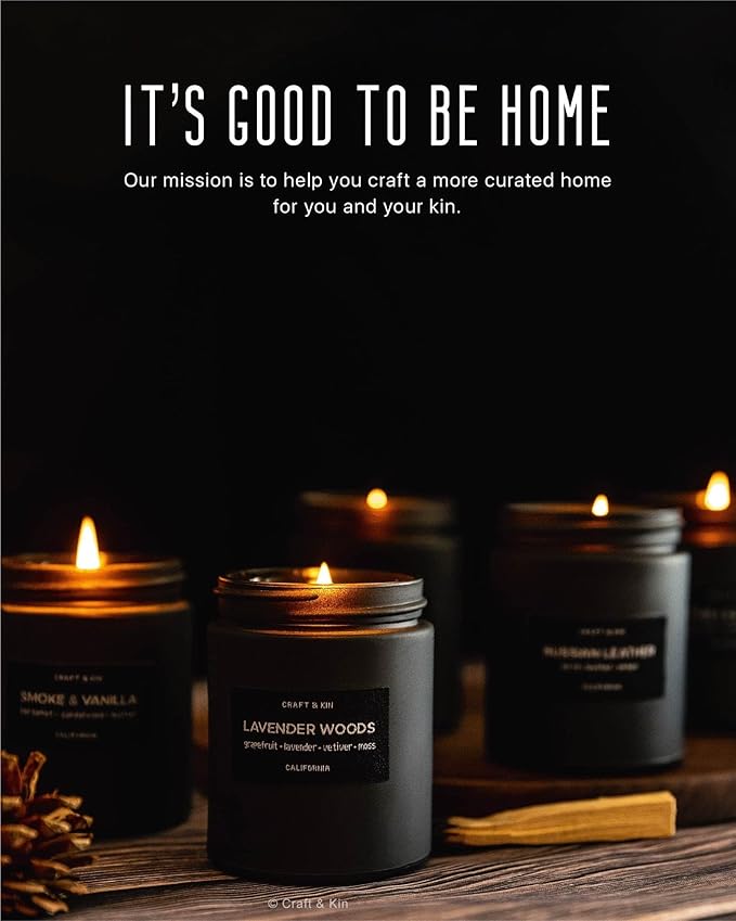 Craft & Kin Premium Smoke & Vanilla Candle | Black Scented Candles - Image 5