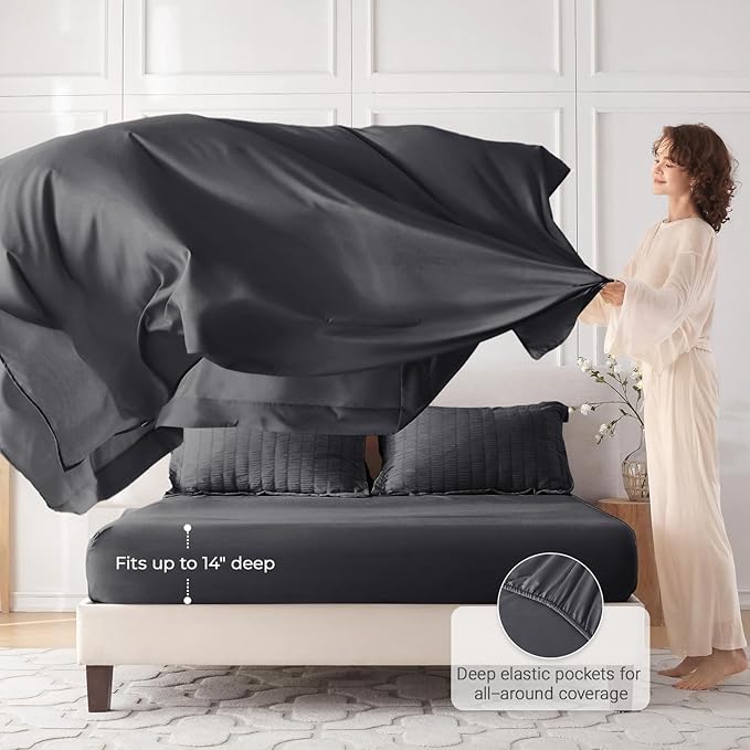 MUXHOMO 7 Pieces Queen Comforter Set, Seersucker Bed in a Bag Queen Size - Image 3