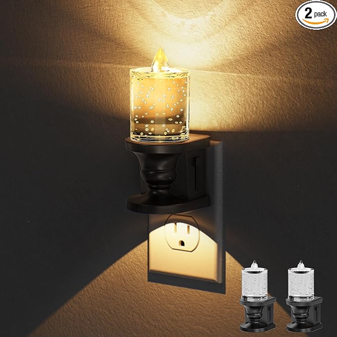 Briignite Flameless Candle Night Light, Bubble Night Lights Plug into Wall by WelcometoBriigniteenjoyyourtimehere