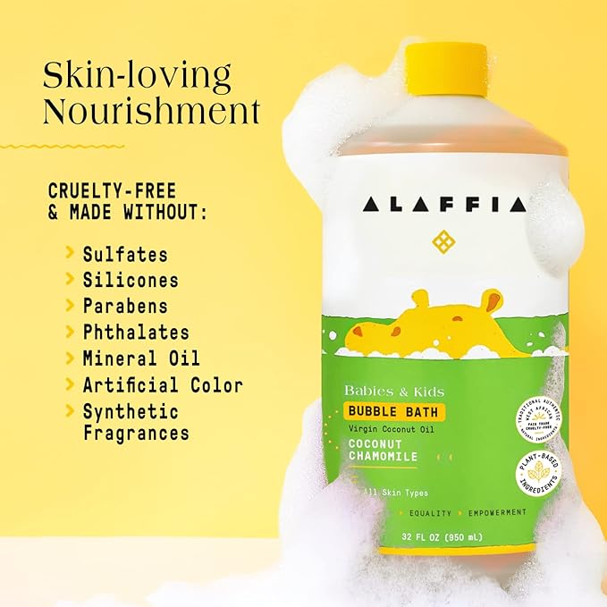 Alaffia Bubble Bath for Babies & Kids, Coconut Chamomile 2-Pack – Long-Lasting - Image 6