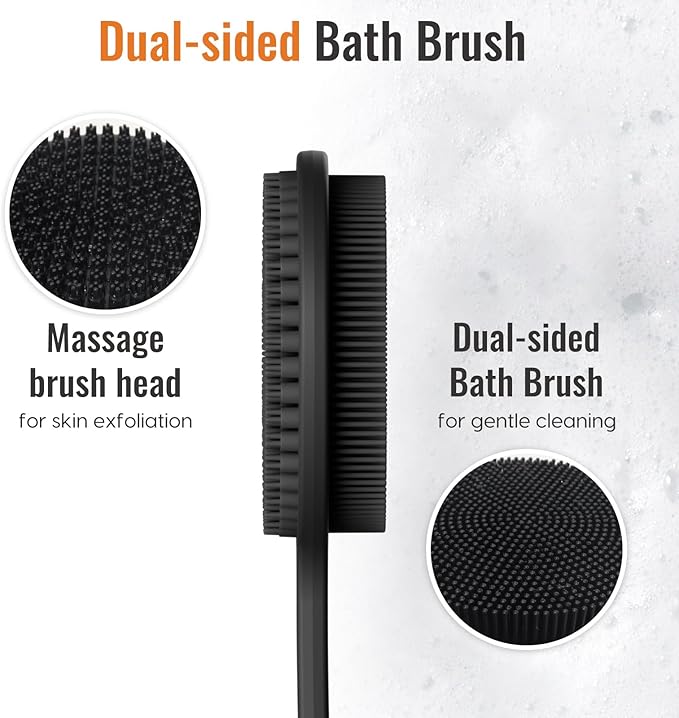 Silicone Back Scrubber for Shower, 17in Lengthen Long Handle Body Brush - Image 4