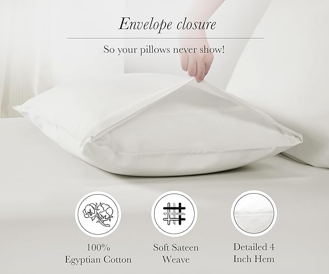 California Design Den 100% Egyptian Cotton Pillow Cases Standard Size Set of 2 - Image 7