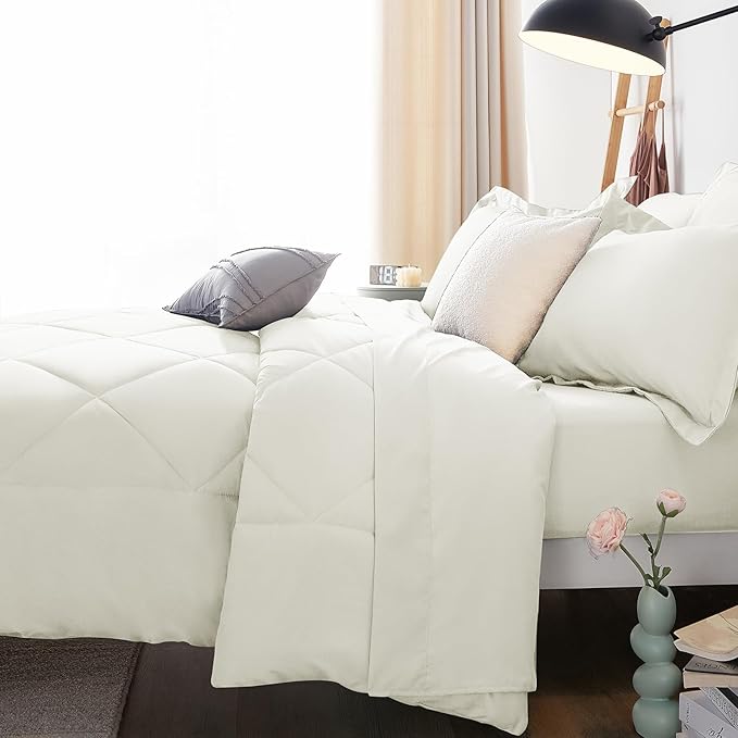 CozyLux King Size Comforter Set Ivory - Image 9