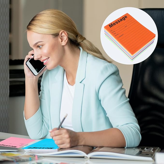 9Pack Phone Message Pads for Office, 4 x 5 Inch Self-Stick Note Pads, While You were Out Message Pad Neon Sticky Notes, Urgent Sticky Note for Work Call, Office Supplies, 50 Sheets/Pack (Style-A)