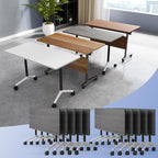 Conference Table Flip Top Mobile Conference Room Tables,Folding Conference Table with Wheels,Large Meeting Training Seminar Table Saving Space for Office Classroom(10C,47.2'')