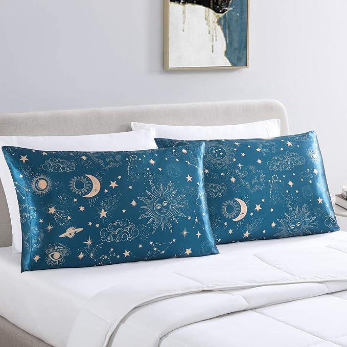 EXQ Home Satin Pillowcase for Hair and Skin, Soft Cooling Printed Pillow Cases - Image 2
