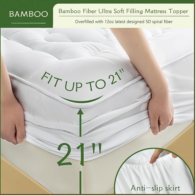 GRT Mattress Pad Cover Rayon from Bamboo California King Size, Extra Thick - Image 4