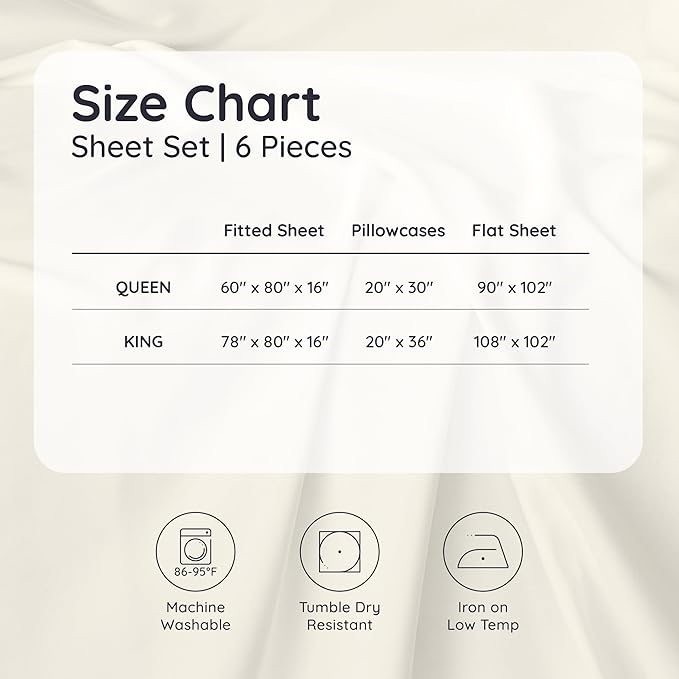Bambaw King Sheet Set 6pcs – 100% Viscose Derived from Bamboo Sheets King Size - Image 8