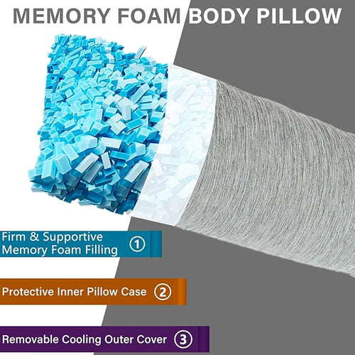 1 MIDDLE ONE Body Pillow, Cooling Memory Foam Body Pillows - Image 2