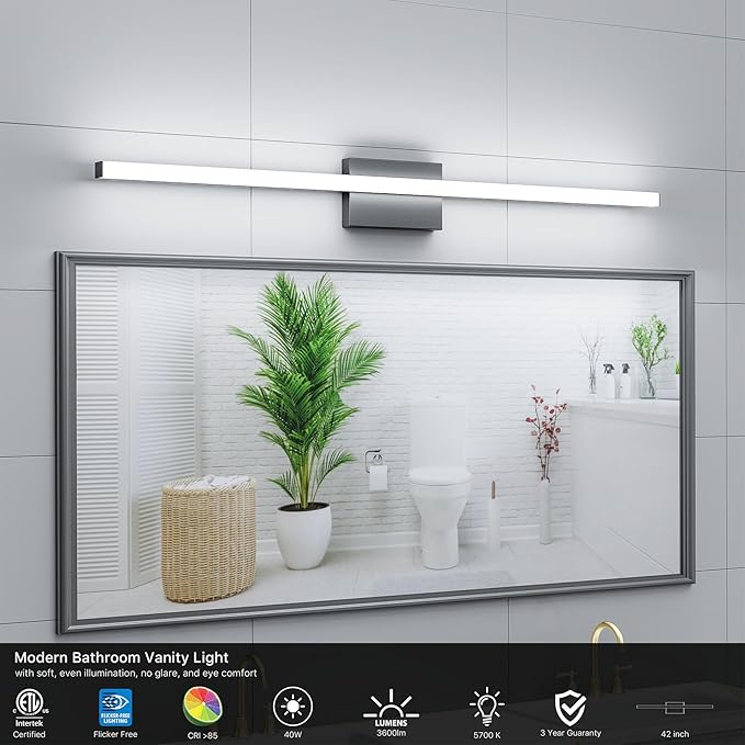 42Inch LED Bathroom Vanity Light Bar 5700K Dimmable Led Bathroom Light Over - Image 3