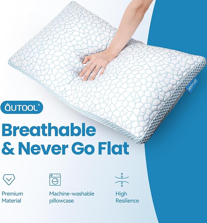 QUTOOL Cooling Pillows for Sleeping, Shredded Memory Foam Pillows King Size Set - Image 8