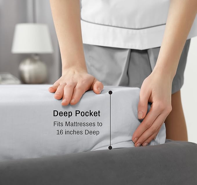 RUVANTI 100% Cotton Sheets – Twin XL Size Percale Bedding, Cooling & Breathable - Image 6