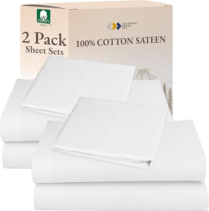 California Design Den 100% Cotton 2-Pack Extra Long Twin Sheets, Soft & Durable by CaliforniaDesignDen