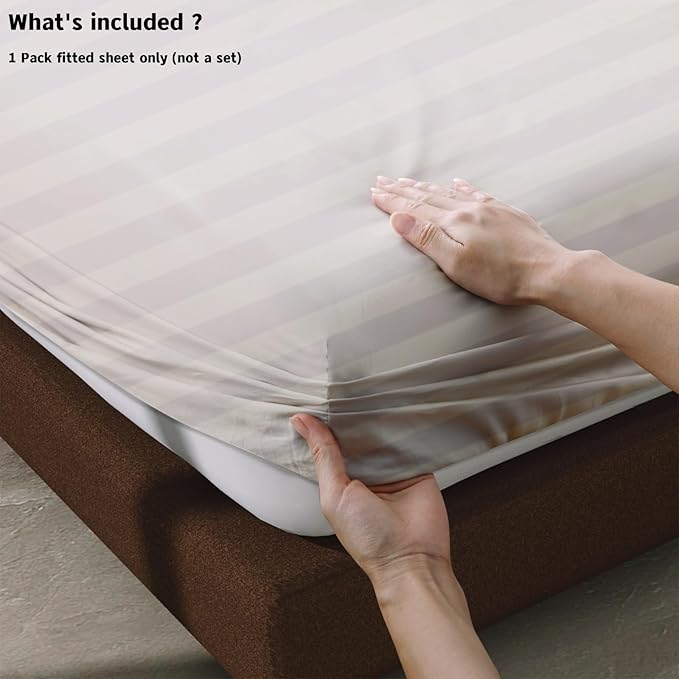 100% Egyptian Cotton Fitted Sheet Twin Size, 600 Thread Count, Single Fitted - Image 3
