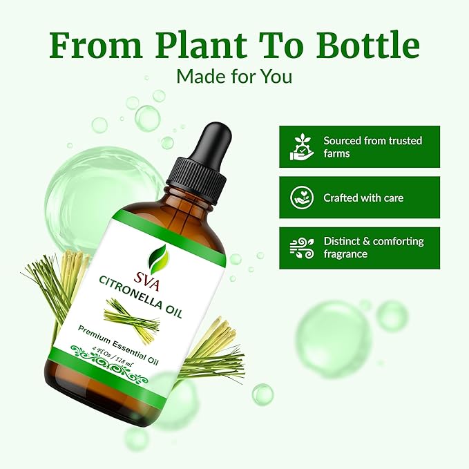 SVA Citronella Essential Oil – 4 Fl Oz – 100% Natural Citronella Oil - Image 4