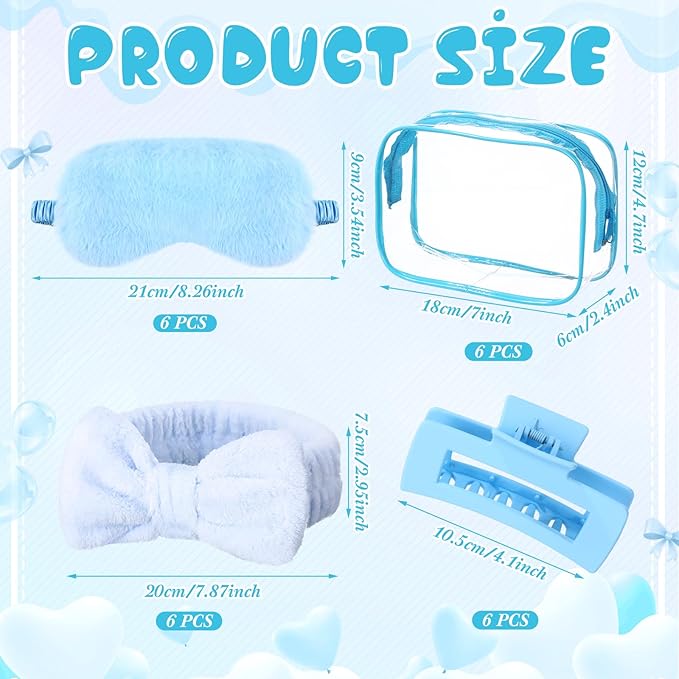 Hoteam 24 Pcs Spa Party Favors Supplies 6 Spa Headband 6 Plush Sleep Eye Mask 6 - Image 2