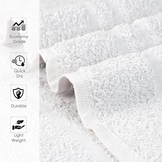 Hand Towels - White Economy Salon & Spa Towels - 100% Cotton, Highly Absorbable - Image 6
