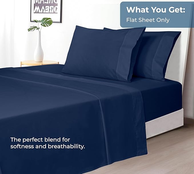 Royale Linens 100% Organic Cotton Full Flat Sheet Only - Image 5