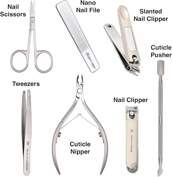 Beauty Power Manicure Pedicure Set 7-in-1 Stainless Steel, Ultra Sharp - Image 9