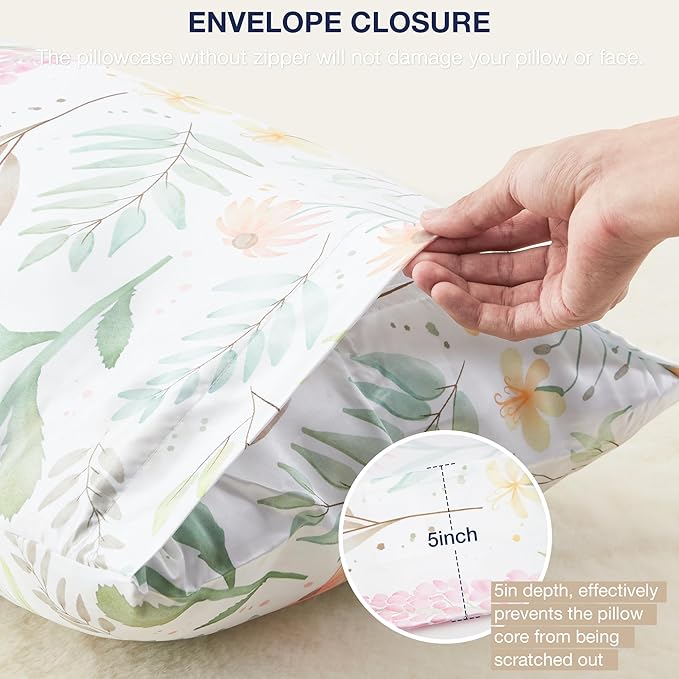 EXQ Home Satin Pillowcase for Hair and Skin- Multicolor Printed Flower Silk - Image 6