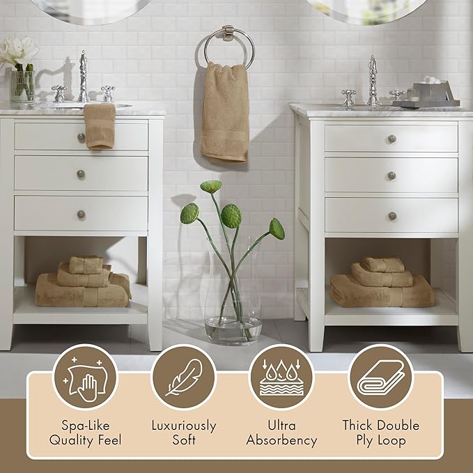 Madison Park 800GSM Bathroom Towel Set of 8 100% Cotton Bath Towel Set - Image 3