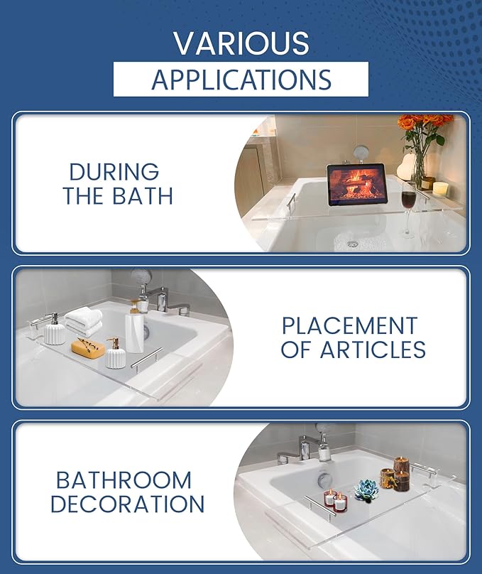 Acrylic Bathtub Tray Clear Bathtub Caddy Bath Tray Table - Image 6