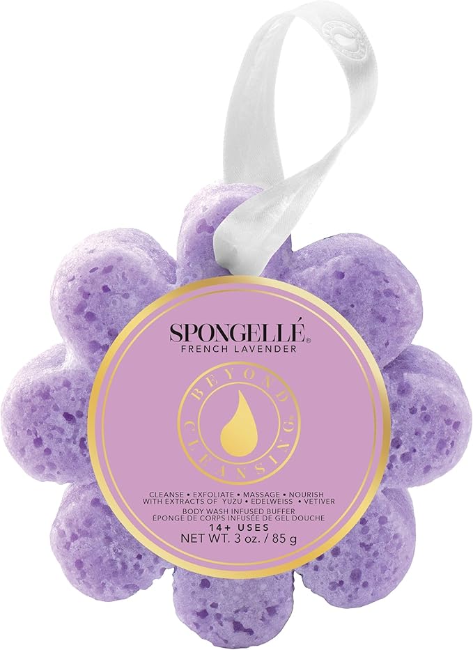 Spongellé French Lavender Wild Flower Bath Sponge | Built-in Body Wash & Body by Spongell%C3%A9