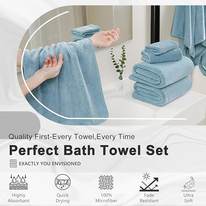 8 Piece Bath Towel Set |2 Oversized Large Bath Sheet, 2 Hand Towels, 4 - Image 6
