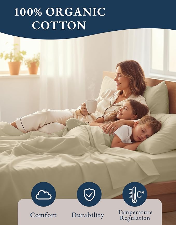 LANE LINEN 100% Organic Cotton Bed Sheets Full Size, Fully Elasticized - Image 6