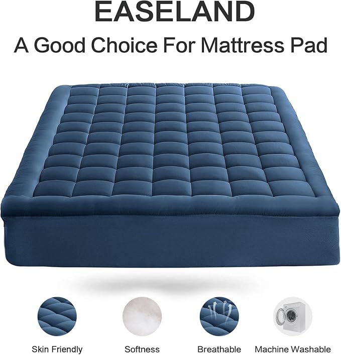 EASELAND Twin XL Mattress Pad Pillow Top Mattress Cover Quilted Fitted Mattress - Image 2