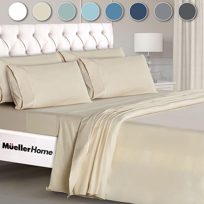 Mueller Ultratemp King Size Sheets Set, Super Soft 1800, 6 Piece, Deep Pocket - Image 9