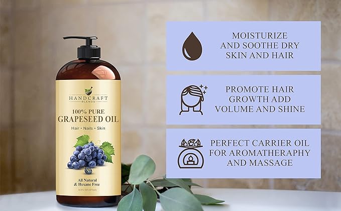 Handcraft Blends Grapeseed Oil | 100% Pure and Natural | Bath & Body Oil | - Image 5