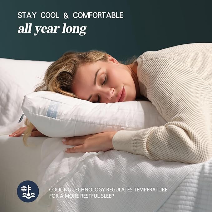 Nuzzle Pillows Standard Size Set of 4 Cooling Adjustable Pillows - Image 7