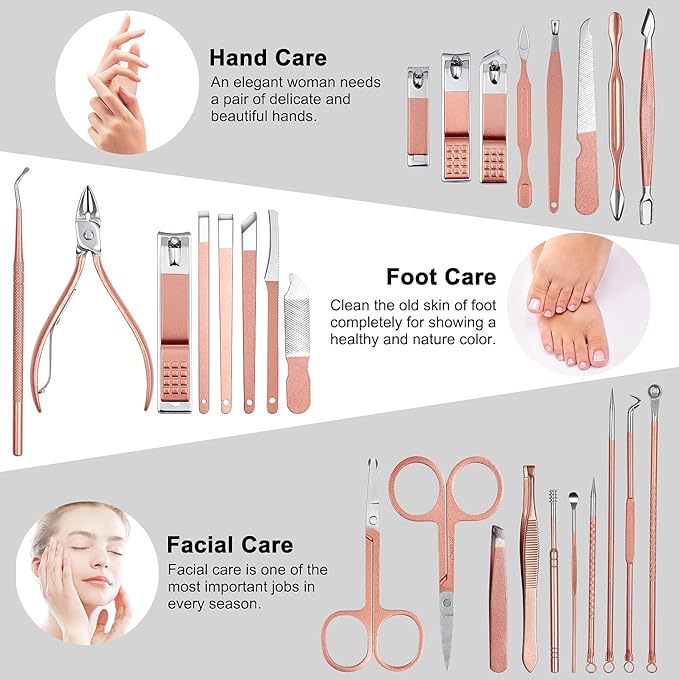 Manicure Set, ewinever 26PCS Professional Pedicure Kit Stainless Steel Nail - Image 2